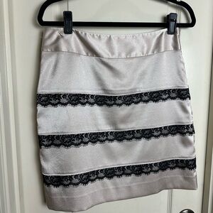 The Limited Cream and Black Lace Mini Skirt